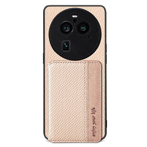 Ultra-thin Silicone Gel Soft Case Cover with Magnetic S02D for Oppo Find X6 5G Gold