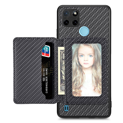 Ultra-thin Silicone Gel Soft Case Cover with Magnetic S02D for Realme C21Y Black