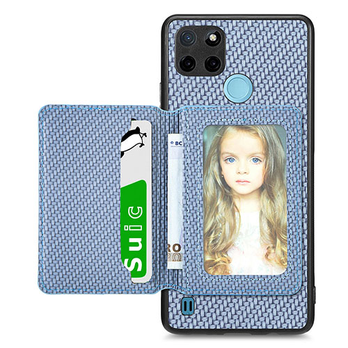 Ultra-thin Silicone Gel Soft Case Cover with Magnetic S02D for Realme C21Y Blue