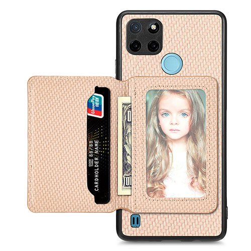 Ultra-thin Silicone Gel Soft Case Cover with Magnetic S02D for Realme C25Y India Gold