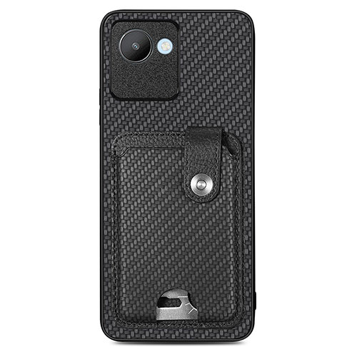 Ultra-thin Silicone Gel Soft Case Cover with Magnetic S02D for Realme C30 Black