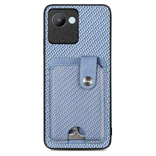 Ultra-thin Silicone Gel Soft Case Cover with Magnetic S02D for Realme C30 Blue