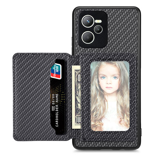 Ultra-thin Silicone Gel Soft Case Cover with Magnetic S02D for Realme Narzo 50A Prime Black