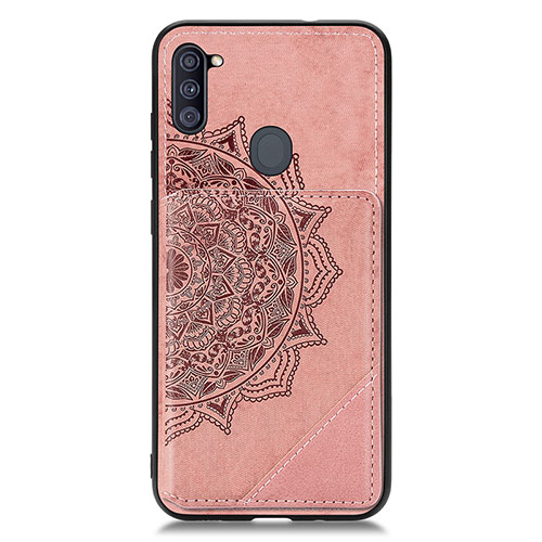 Ultra-thin Silicone Gel Soft Case Cover with Magnetic S02D for Samsung Galaxy A11 Rose Gold