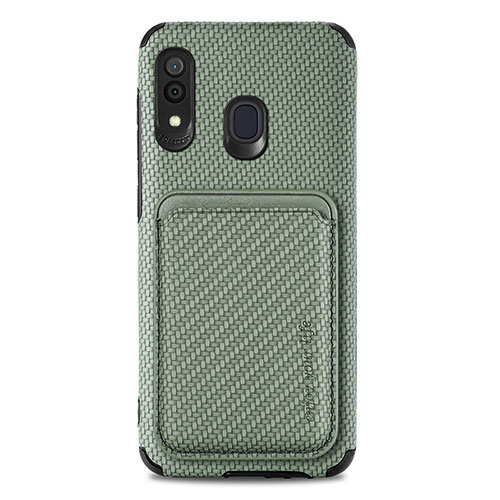 Ultra-thin Silicone Gel Soft Case Cover with Magnetic S02D for Samsung Galaxy A20 Green