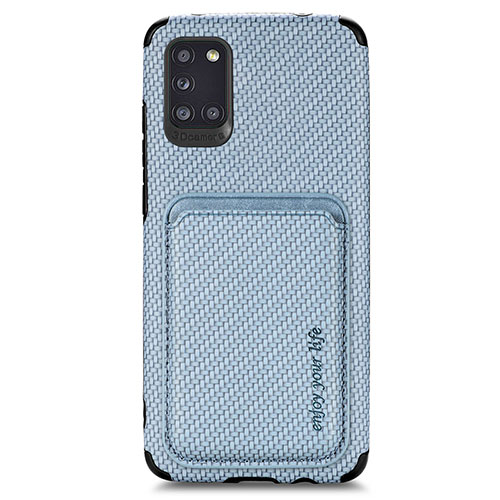Ultra-thin Silicone Gel Soft Case Cover with Magnetic S02D for Samsung Galaxy A31 Blue