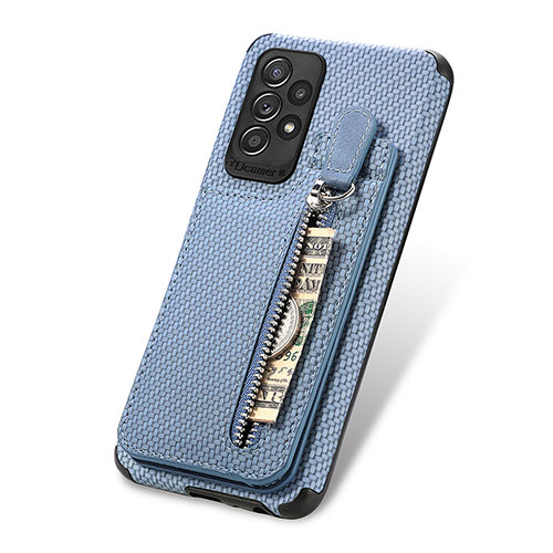 Ultra-thin Silicone Gel Soft Case Cover with Magnetic S02D for Samsung Galaxy A52 4G Blue
