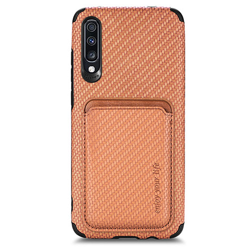 Ultra-thin Silicone Gel Soft Case Cover with Magnetic S02D for Samsung Galaxy A70S Brown