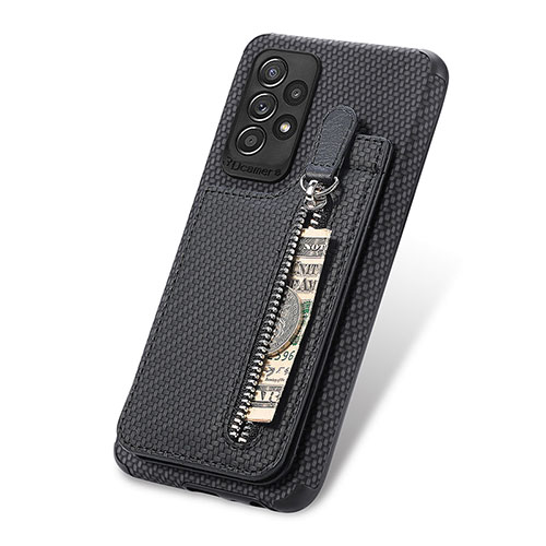 Ultra-thin Silicone Gel Soft Case Cover with Magnetic S02D for Samsung Galaxy A72 5G Black