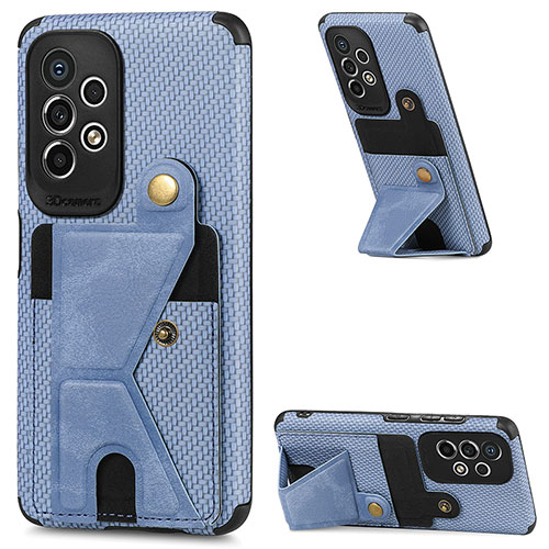 Ultra-thin Silicone Gel Soft Case Cover with Magnetic S02D for Samsung Galaxy A73 5G Blue