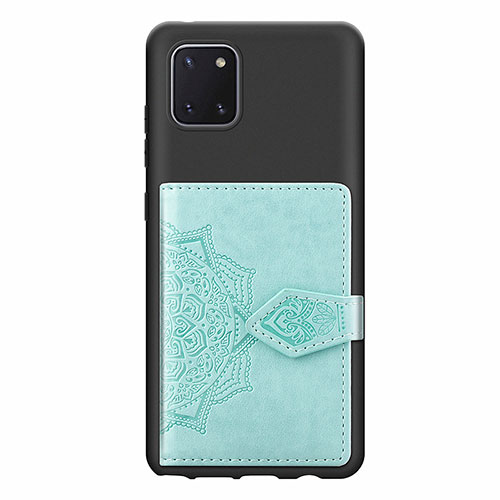 Ultra-thin Silicone Gel Soft Case Cover with Magnetic S02D for Samsung Galaxy A81 Mint Blue