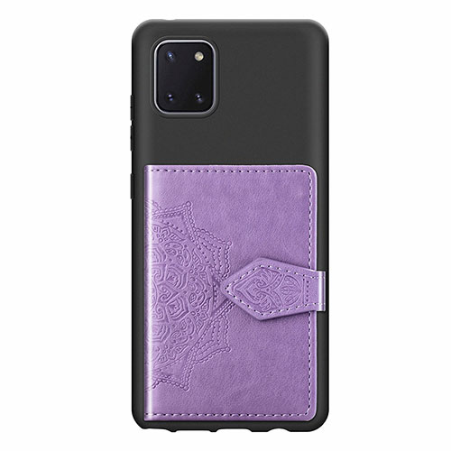 Ultra-thin Silicone Gel Soft Case Cover with Magnetic S02D for Samsung Galaxy A81 Purple