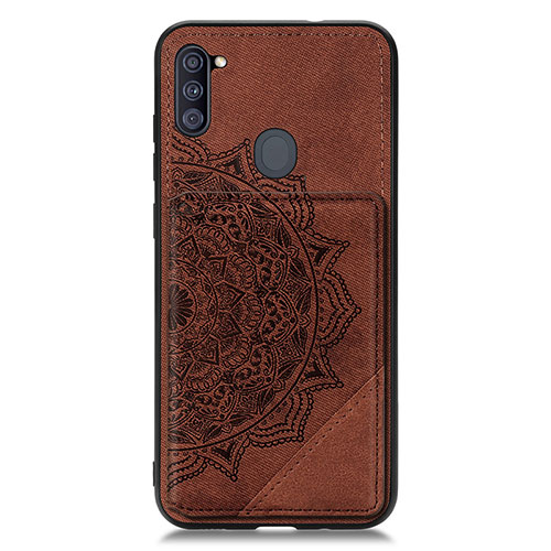 Ultra-thin Silicone Gel Soft Case Cover with Magnetic S02D for Samsung Galaxy M11 Brown