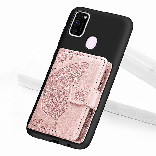 Ultra-thin Silicone Gel Soft Case Cover with Magnetic S02D for Samsung Galaxy M21 Pink