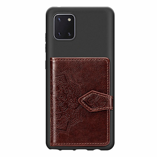 Ultra-thin Silicone Gel Soft Case Cover with Magnetic S02D for Samsung Galaxy Note 10 Lite Brown