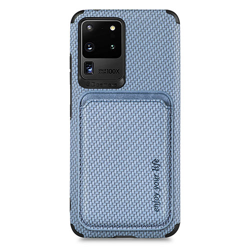 Ultra-thin Silicone Gel Soft Case Cover with Magnetic S02D for Samsung Galaxy S20 Ultra 5G Blue