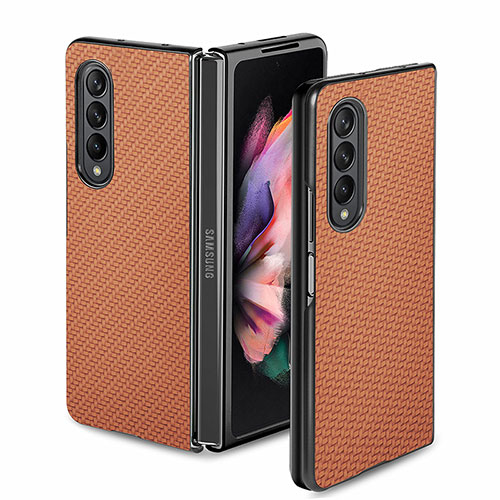 Ultra-thin Silicone Gel Soft Case Cover with Magnetic S02D for Samsung Galaxy Z Fold3 5G Brown