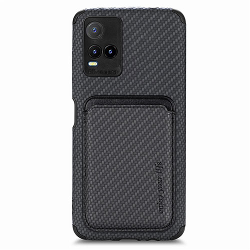 Ultra-thin Silicone Gel Soft Case Cover with Magnetic S02D for Vivo Y21s Black