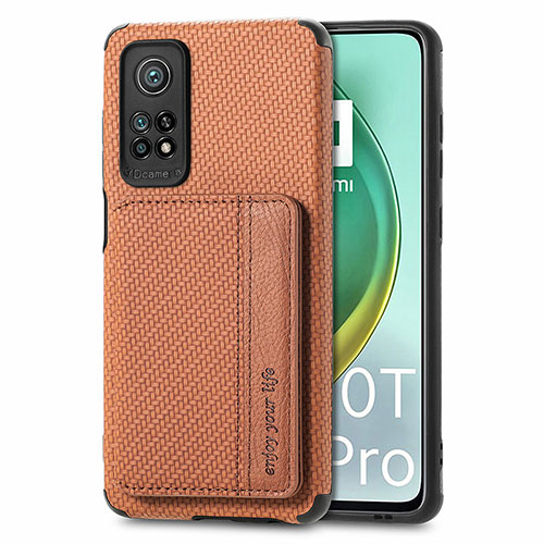 Ultra-thin Silicone Gel Soft Case Cover with Magnetic S02D for Xiaomi Mi 10T 5G Brown