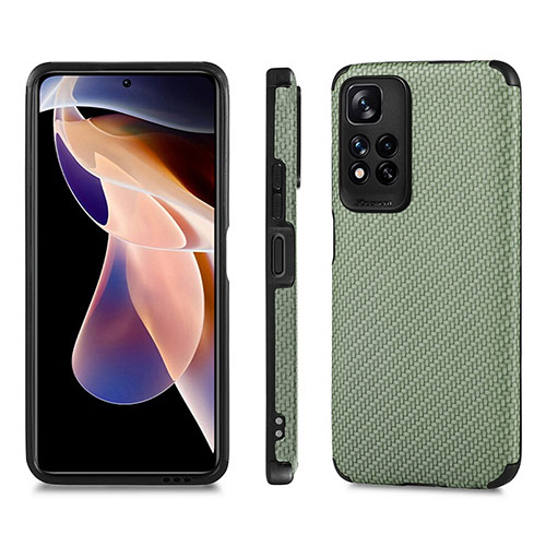 Ultra-thin Silicone Gel Soft Case Cover with Magnetic S02D for Xiaomi Mi 11i 5G (2022) Green