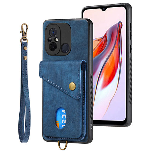 Ultra-thin Silicone Gel Soft Case Cover with Magnetic S02D for Xiaomi Poco C55 Blue