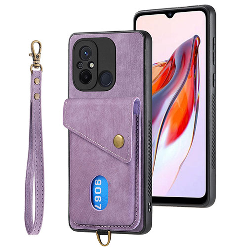 Ultra-thin Silicone Gel Soft Case Cover with Magnetic S02D for Xiaomi Poco C55 Purple