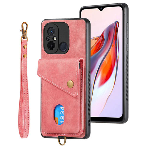 Ultra-thin Silicone Gel Soft Case Cover with Magnetic S02D for Xiaomi Poco C55 Rose Gold