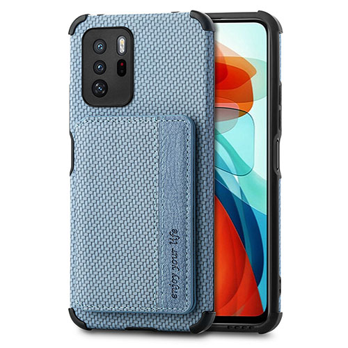 Ultra-thin Silicone Gel Soft Case Cover with Magnetic S02D for Xiaomi Poco X3 GT 5G Blue