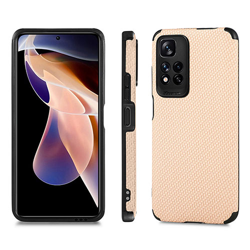 Ultra-thin Silicone Gel Soft Case Cover with Magnetic S02D for Xiaomi Poco X4 NFC Gold