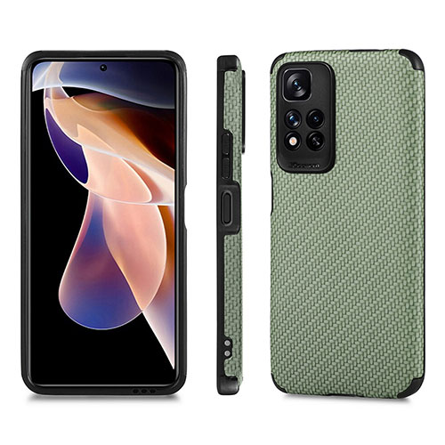 Ultra-thin Silicone Gel Soft Case Cover with Magnetic S02D for Xiaomi Poco X4 NFC Green