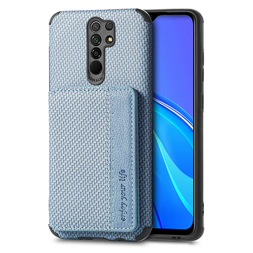 Ultra-thin Silicone Gel Soft Case Cover with Magnetic S02D for Xiaomi Redmi 9 Prime India Blue