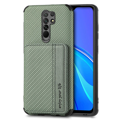 Ultra-thin Silicone Gel Soft Case Cover with Magnetic S02D for Xiaomi Redmi 9 Prime India Green