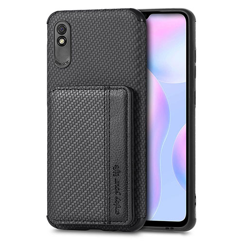 Ultra-thin Silicone Gel Soft Case Cover with Magnetic S02D for Xiaomi Redmi 9A Black