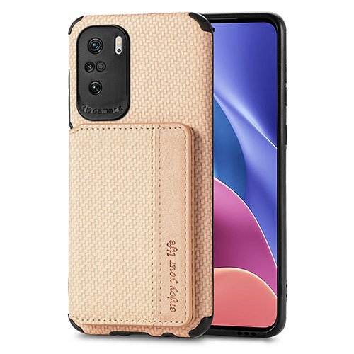 Ultra-thin Silicone Gel Soft Case Cover with Magnetic S02D for Xiaomi Redmi K40 Pro 5G Gold