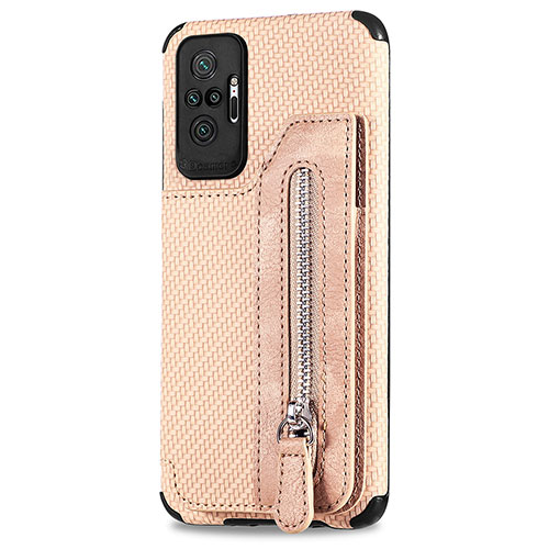 Ultra-thin Silicone Gel Soft Case Cover with Magnetic S02D for Xiaomi Redmi Note 10 Pro 4G Gold