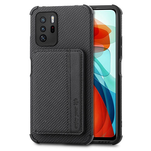 Ultra-thin Silicone Gel Soft Case Cover with Magnetic S02D for Xiaomi Redmi Note 10 Pro 5G Black