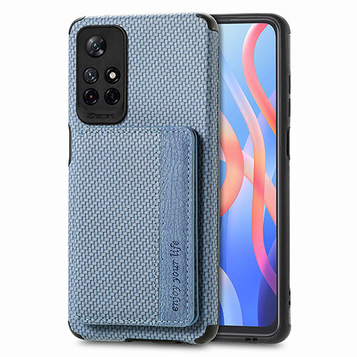 Ultra-thin Silicone Gel Soft Case Cover with Magnetic S02D for Xiaomi Redmi Note 11 5G Blue