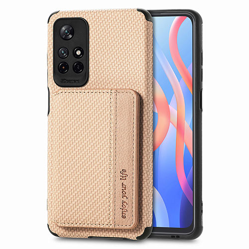 Ultra-thin Silicone Gel Soft Case Cover with Magnetic S02D for Xiaomi Redmi Note 11 5G Gold