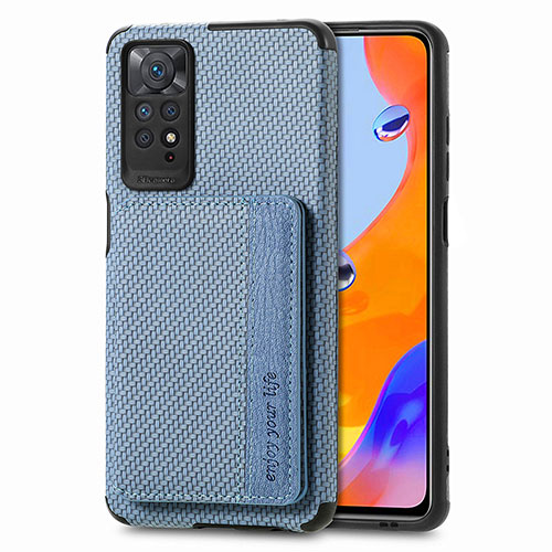 Ultra-thin Silicone Gel Soft Case Cover with Magnetic S02D for Xiaomi Redmi Note 11 Pro 4G Blue