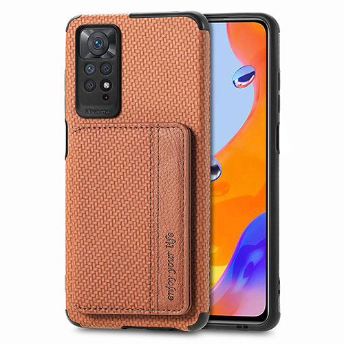 Ultra-thin Silicone Gel Soft Case Cover with Magnetic S02D for Xiaomi Redmi Note 11 Pro 4G Brown