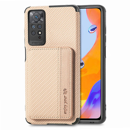 Ultra-thin Silicone Gel Soft Case Cover with Magnetic S02D for Xiaomi Redmi Note 11 Pro 5G Gold