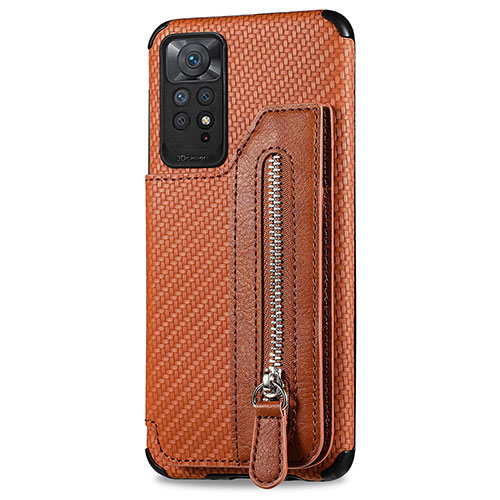 Ultra-thin Silicone Gel Soft Case Cover with Magnetic S02D for Xiaomi Redmi Note 11S 4G Brown