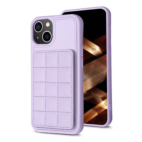 Ultra-thin Silicone Gel Soft Case Cover with Magnetic S03D for Apple iPhone 15 Plus Purple