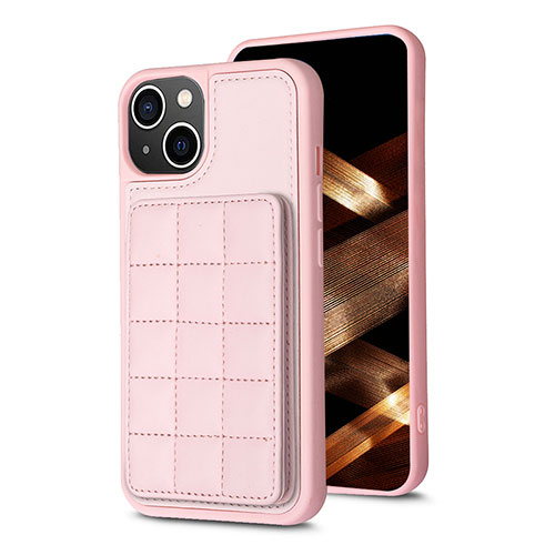 Ultra-thin Silicone Gel Soft Case Cover with Magnetic S03D for Apple iPhone 15 Rose Gold