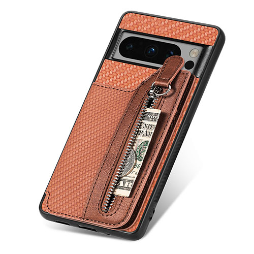 Ultra-thin Silicone Gel Soft Case Cover with Magnetic S03D for Google Pixel 8 Pro 5G Brown