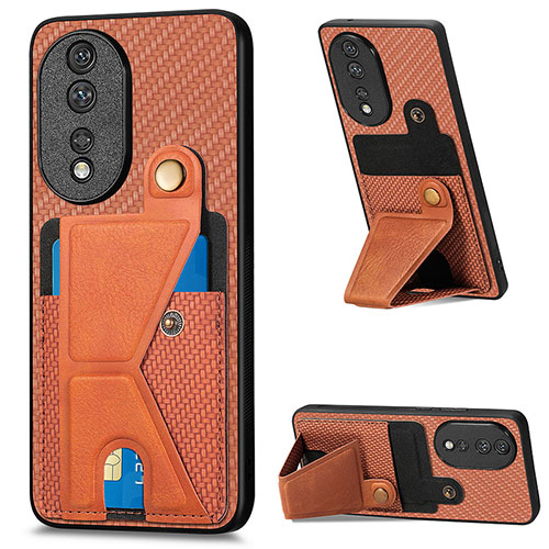 Ultra-thin Silicone Gel Soft Case Cover with Magnetic S03D for Huawei Honor 80 5G Brown