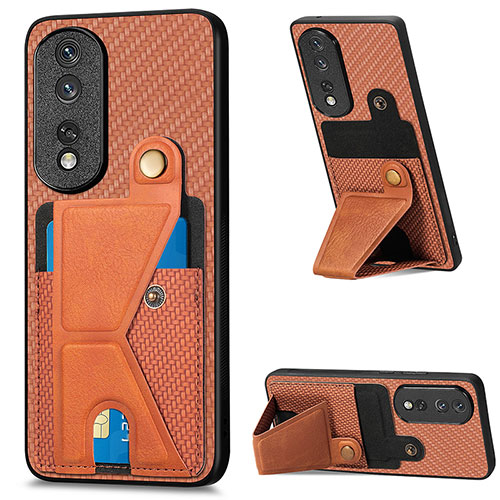 Ultra-thin Silicone Gel Soft Case Cover with Magnetic S03D for Huawei Honor 80 Pro Flat 5G Brown