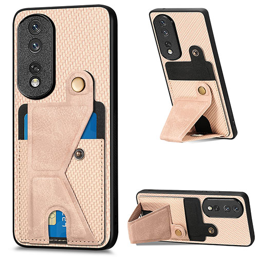 Ultra-thin Silicone Gel Soft Case Cover with Magnetic S03D for Huawei Honor 80 Pro Flat 5G Gold