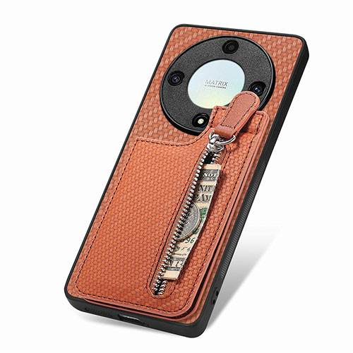 Ultra-thin Silicone Gel Soft Case Cover with Magnetic S03D for Huawei Honor Magic5 Lite 5G Brown