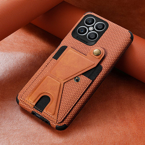 Ultra-thin Silicone Gel Soft Case Cover with Magnetic S03D for Huawei Honor X8 4G Brown